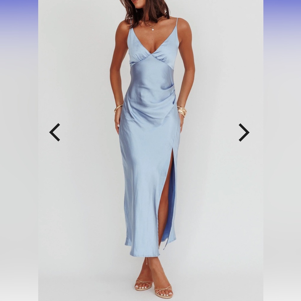 Elegant Blue Satin Evening Dress